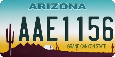 AZ license plate AAE1156
