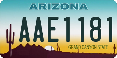 AZ license plate AAE1181