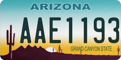 AZ license plate AAE1193
