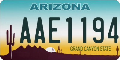 AZ license plate AAE1194