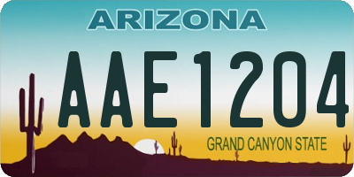 AZ license plate AAE1204
