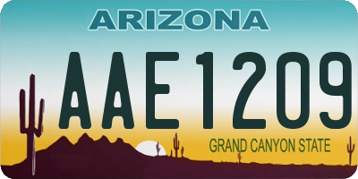 AZ license plate AAE1209