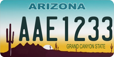 AZ license plate AAE1233