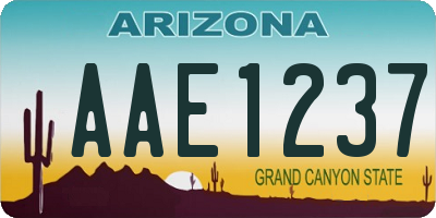 AZ license plate AAE1237