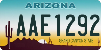 AZ license plate AAE1292