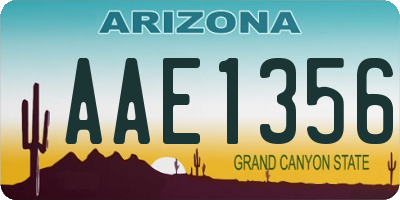 AZ license plate AAE1356