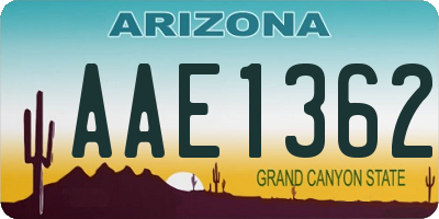 AZ license plate AAE1362
