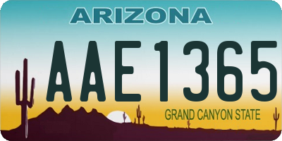 AZ license plate AAE1365