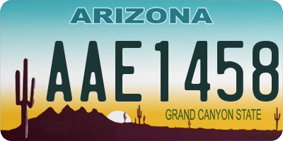 AZ license plate AAE1458