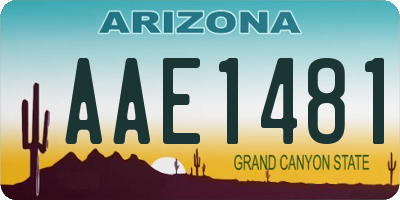 AZ license plate AAE1481