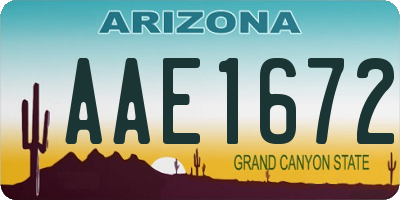 AZ license plate AAE1672
