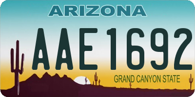 AZ license plate AAE1692