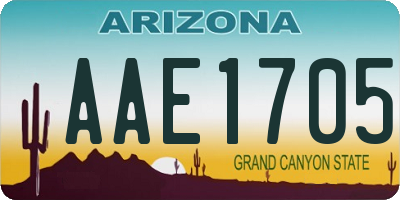 AZ license plate AAE1705