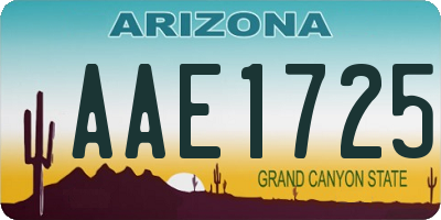AZ license plate AAE1725
