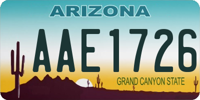 AZ license plate AAE1726