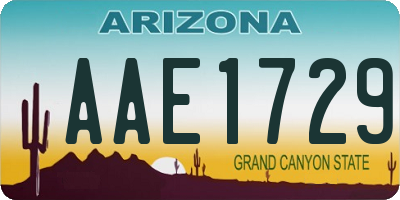 AZ license plate AAE1729