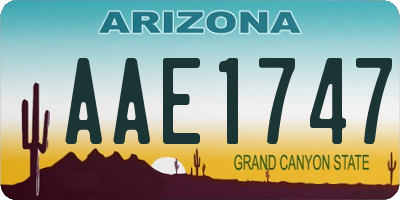 AZ license plate AAE1747