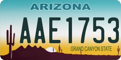AZ license plate AAE1753