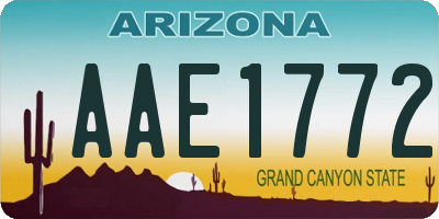 AZ license plate AAE1772