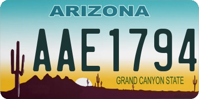 AZ license plate AAE1794
