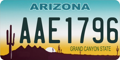 AZ license plate AAE1796