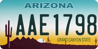 AZ license plate AAE1798