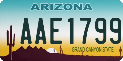 AZ license plate AAE1799