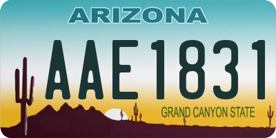 AZ license plate AAE1831