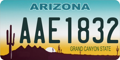 AZ license plate AAE1832