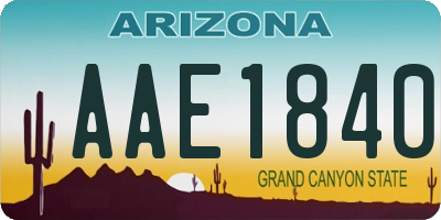 AZ license plate AAE1840