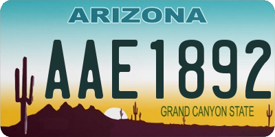 AZ license plate AAE1892