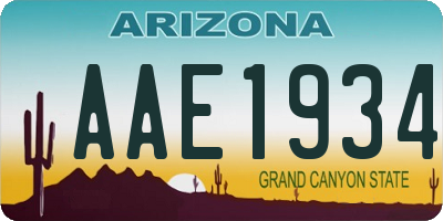 AZ license plate AAE1934