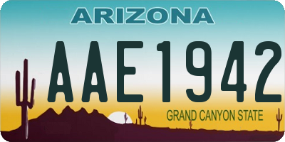 AZ license plate AAE1942