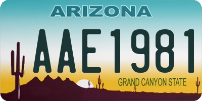 AZ license plate AAE1981