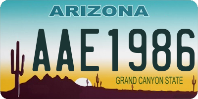 AZ license plate AAE1986