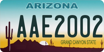 AZ license plate AAE2002