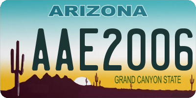 AZ license plate AAE2006