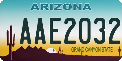 AZ license plate AAE2032