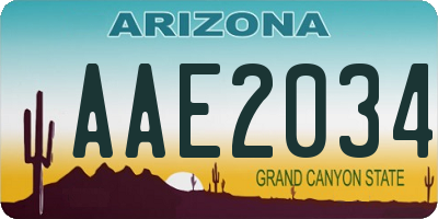 AZ license plate AAE2034