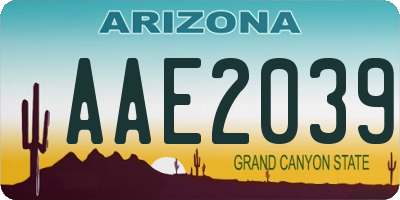 AZ license plate AAE2039