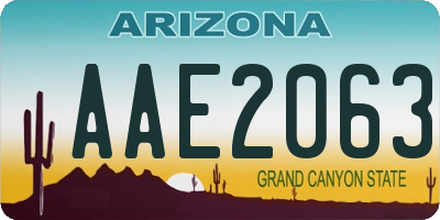 AZ license plate AAE2063