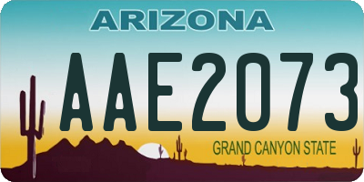 AZ license plate AAE2073