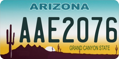 AZ license plate AAE2076