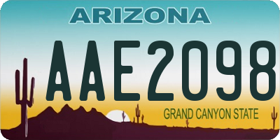AZ license plate AAE2098