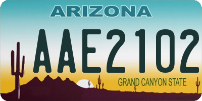 AZ license plate AAE2102