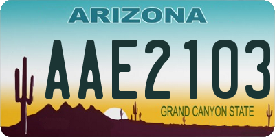 AZ license plate AAE2103