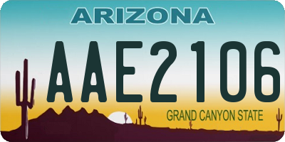 AZ license plate AAE2106