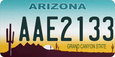 AZ license plate AAE2133