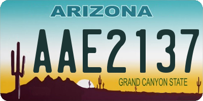 AZ license plate AAE2137
