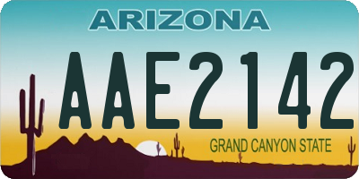 AZ license plate AAE2142